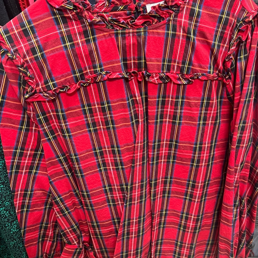 J. Crew Holiday Tartan Plaid Top - Picture 3 of 4